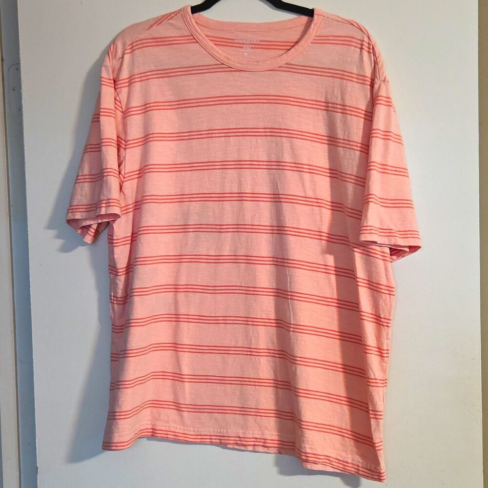 Banana Republic Vintage Men’s Pink Orange Striped Crew Neck T-Shirt XL
